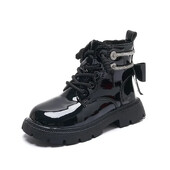 2024-es téli új gyermek rövid csizma lányoknak divatos koreai stílusú, puha aljú, csúszásgátló, sokoldalú hercegnős bőrcipő