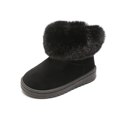 Dječje čizme za snijeg Plus debele baršunaste cipele za malu djecu Dječaci Djevojčice Pamučne cipele Jednostavne crne mekane modne zimske dječje tople cipele