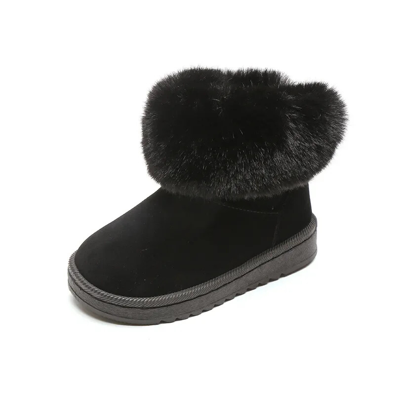 Dječje čizme za snijeg Plus debele baršunaste cipele za malu djecu Dječaci Djevojčice Pamučne cipele Jednostavne crne mekane modne zimske dječje tople cipele