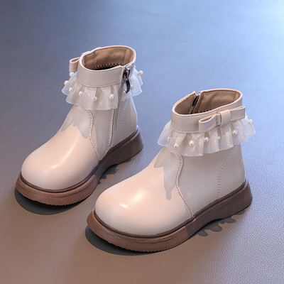 Mīļa mazuļu meiteņu mežģīņu bantīte Zapatos Mujer rudens/ziemas rāvējslēdzējs ar krellēm Modes celiņš Toddler Laiviņas Mīkstas Bērnu Vieni zābaciņi