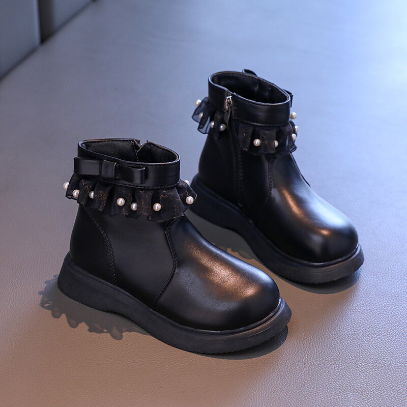 Mīļa mazuļu meiteņu mežģīņu bantīte Zapatos Mujer rudens/ziemas rāvējslēdzējs ar krellēm Modes celiņš Toddler Laiviņas Mīkstas Bērnu Vieni zābaciņi