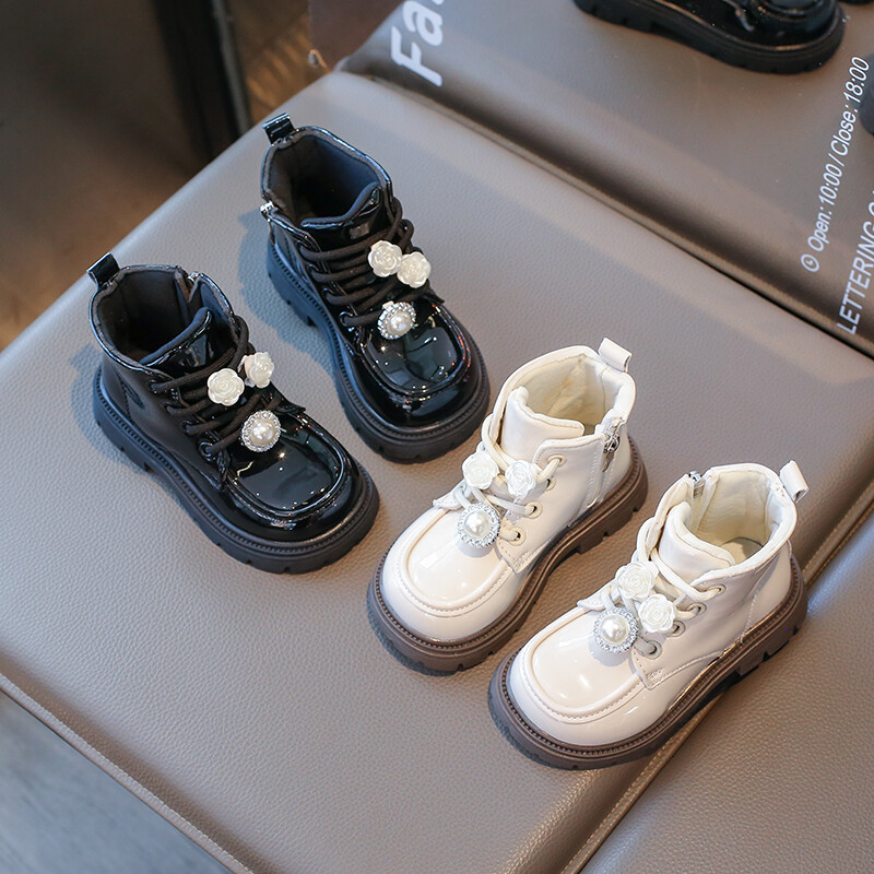 2-18 ani Fete Cizme Martin căptușite Toamnă Iarnă Noi Flori Bej Fete Pantofi Bumbac Negru Moda Copii Cizme Pantofi