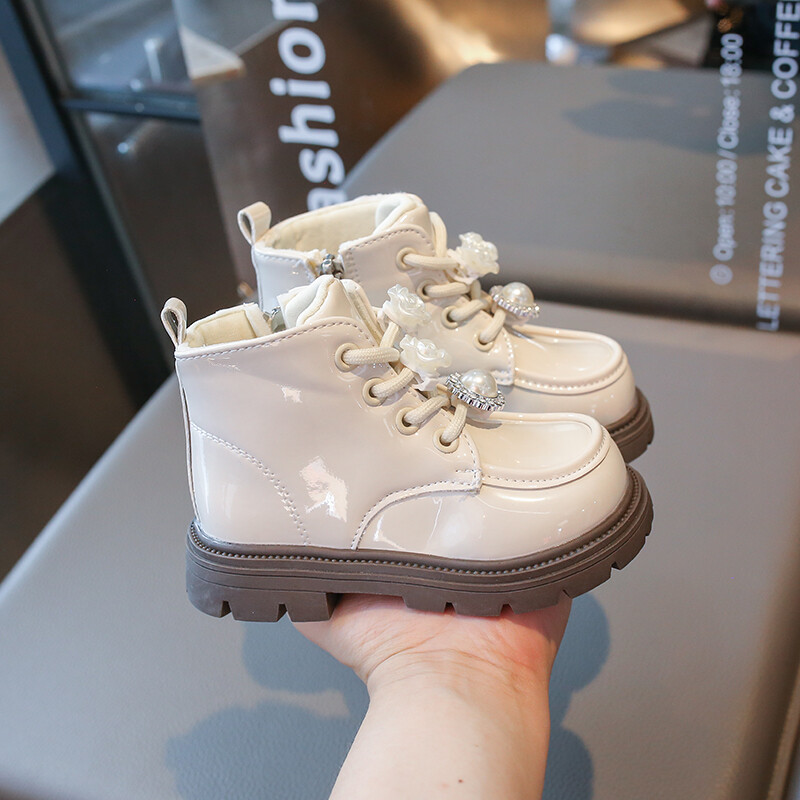 2-18 ani Fete Cizme Martin căptușite Toamnă Iarnă Noi Flori Bej Fete Pantofi Bumbac Negru Moda Copii Cizme Pantofi