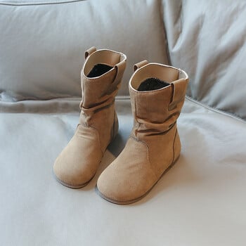 Χειμερινές μπότες για κορίτσια Suede Khaki Camel Slip-on Ευέλικτες κλασικές παιδικές μπότες βελούδινες ζεστές ελαφριές μοντέρνες καθημερινές άνετα παιδικά παπούτσια