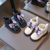 2–18 gadus vecām meitenēm ādas zābaki smilškrāsas multfilmu loku bērnu apavi Four Seasons, mīksta apakša, neslīdoši bērnu zābaki bērniem