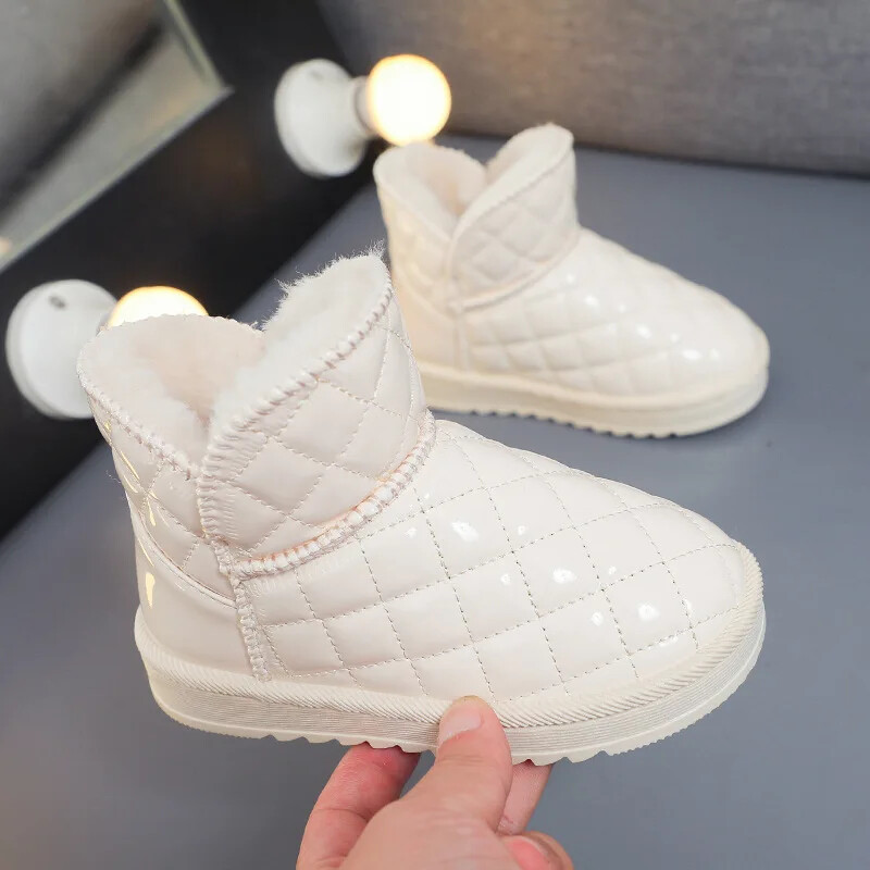 Bērniem 2024. gada ziema, jauni, moderni, ikdienas ar flīsa oderi, biezi silti, ērti zēnu un meiteņu sniega zābaki, moderni