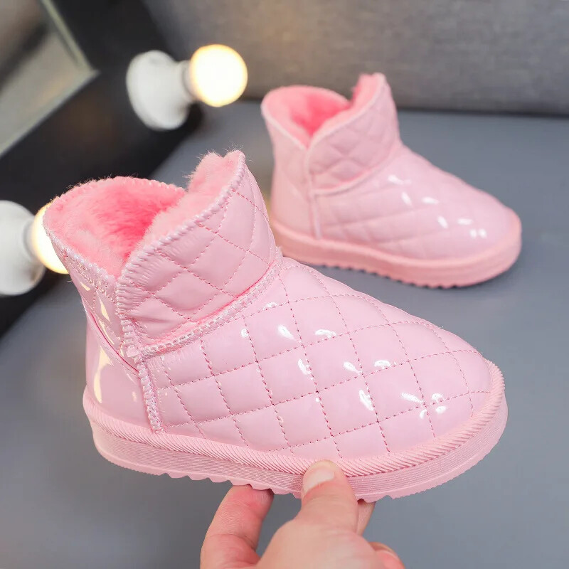 Bērniem 2024. gada ziema, jauni, moderni, ikdienas ar flīsa oderi, biezi silti, ērti zēnu un meiteņu sniega zābaki, moderni