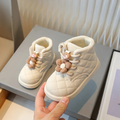 Ziemas sniega zābaki mazām meitenēm Modes tendences Jauki rūtaini meiteņu sniega zābaki Mākslīgās kažokādas kokvilnas apavi plīša modes zābaki