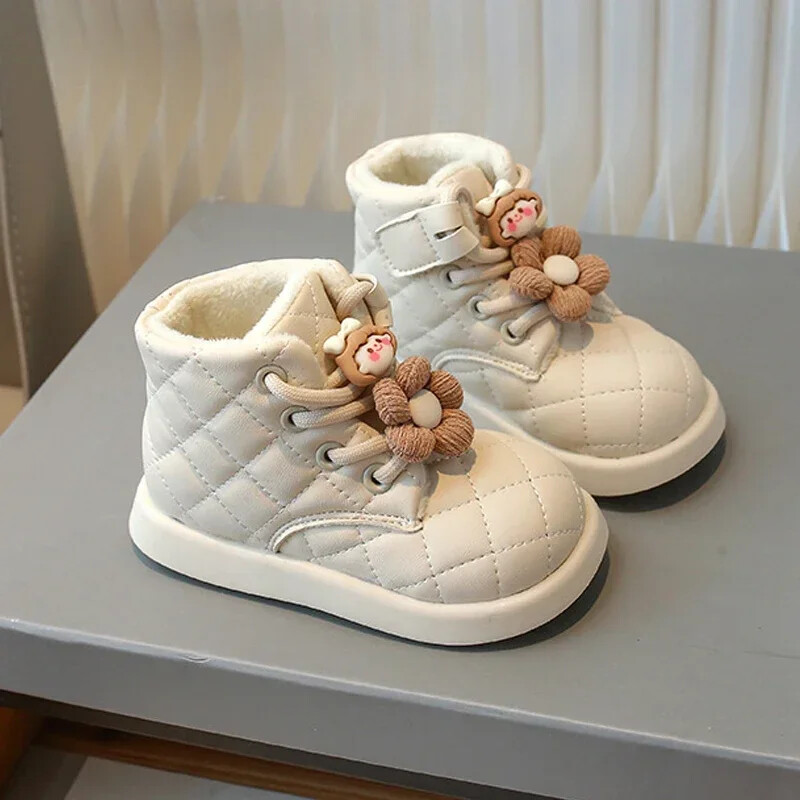 Ziemas sniega zābaki mazām meitenēm Modes tendences Jauki rūtaini meiteņu sniega zābaki Mākslīgās kažokādas kokvilnas apavi plīša modes zābaki