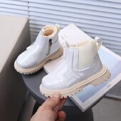 Rudens Ziemas Meiteņu Sniega Zābaki Modes Bērnu Lakādas Kurpes Mīkstas Zoles Puszābaki Plīša Siltas Kažokādas Bērnu Kokvilnas Sniega Kurpes