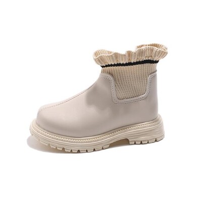 Bērnu modes zābaki Neslīdoši bērnu puszābaki Causal mīksta apakša meitenēm īsi ādas zābaki Visi atbilst sniega zābaki 21-30 izmērs