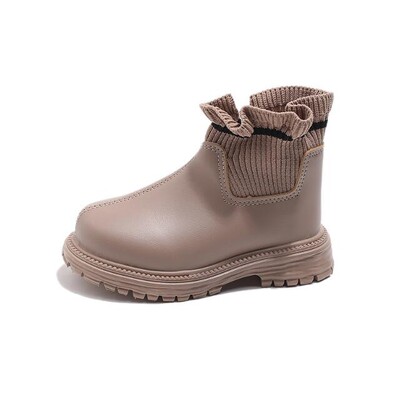 Bērnu modes zābaki Neslīdoši bērnu puszābaki Causal mīksta apakša meitenēm īsi ādas zābaki Visi atbilst sniega zābaki 21-30 izmērs