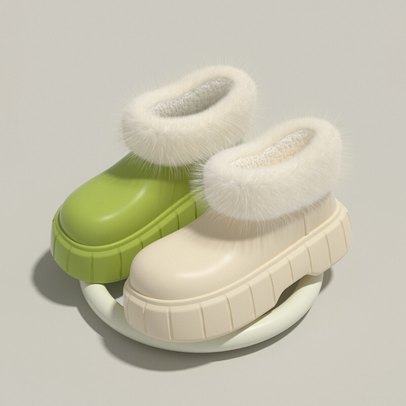 Platformas Puszābaki Sieviešu ziemas Dizaineris Luksusa Sniega zābaciņi Pūkainas Kurpes Sieviešu Ķīļi Silti Māja Mode Populāri apavi