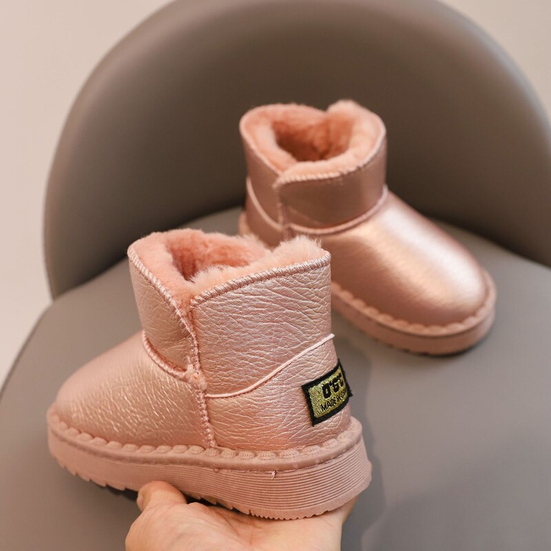 Bērnu Sniega zābaki Meiteņu Īsi Zābaki 2022 Jauni Ziemas Zēniem Silts Plīša Ūdensnecaurlaidīgs Biezs Plīša Bērniem Minimālisma Stila kokvilnas apavi
