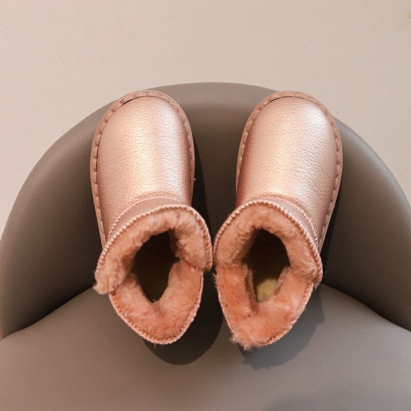 Bērnu Sniega zābaki Meiteņu Īsi Zābaki 2022 Jauni Ziemas Zēniem Silts Plīša Ūdensnecaurlaidīgs Biezs Plīša Bērniem Minimālisma Stila kokvilnas apavi
