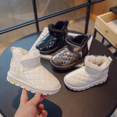 Rudens/ziemas Catwalk bērniem Ērti sniega zābaki Plus Velvet Paaugstināta Bērnu vienkrāsaina Silta Apaļa Purngala Bieza Zole Mode