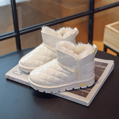 Rudens/ziemas Catwalk bērniem Ērti sniega zābaki Plus Velvet Paaugstināta Bērnu vienkrāsaina Silta Apaļa Purngala Bieza Zole Mode
