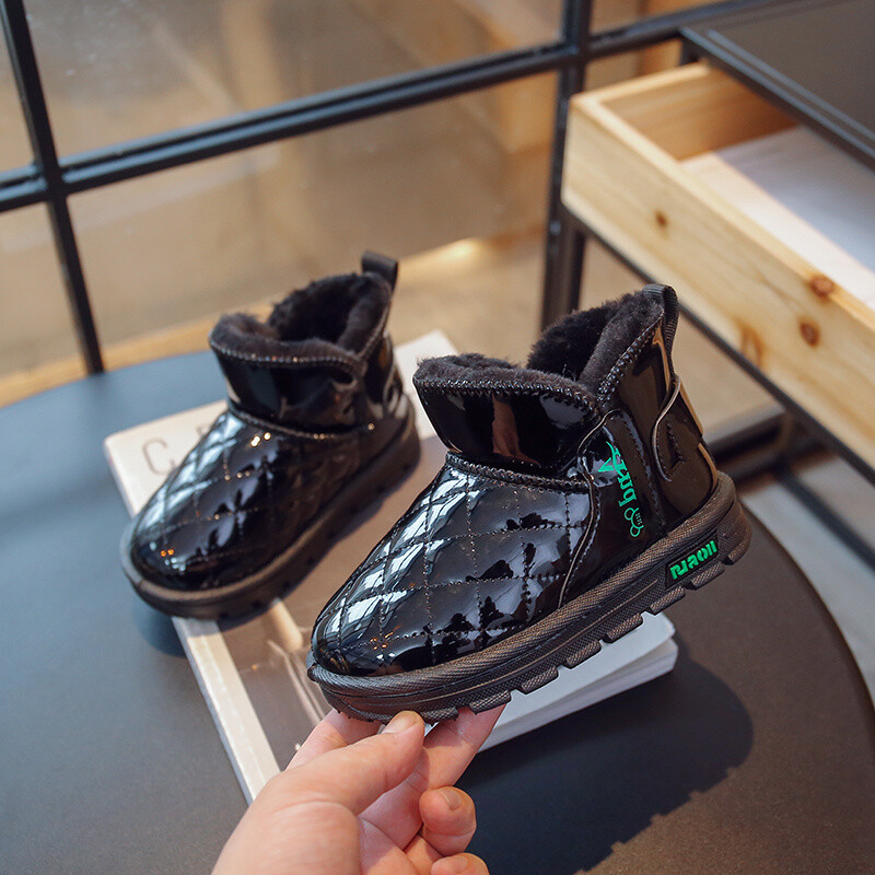 Rudens/ziemas Catwalk bērniem Ērti sniega zābaki Plus Velvet Paaugstināta Bērnu vienkrāsaina Silta Apaļa Purngala Bieza Zole Mode