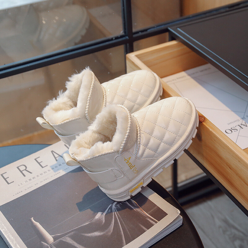 Rudens/ziemas Catwalk bērniem Ērti sniega zābaki Plus Velvet Paaugstināta Bērnu vienkrāsaina Silta Apaļa Purngala Bieza Zole Mode