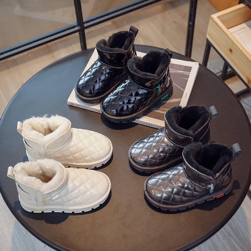 Rudens/ziemas Catwalk bērniem Ērti sniega zābaki Plus Velvet Paaugstināta Bērnu vienkrāsaina Silta Apaļa Purngala Bieza Zole Mode