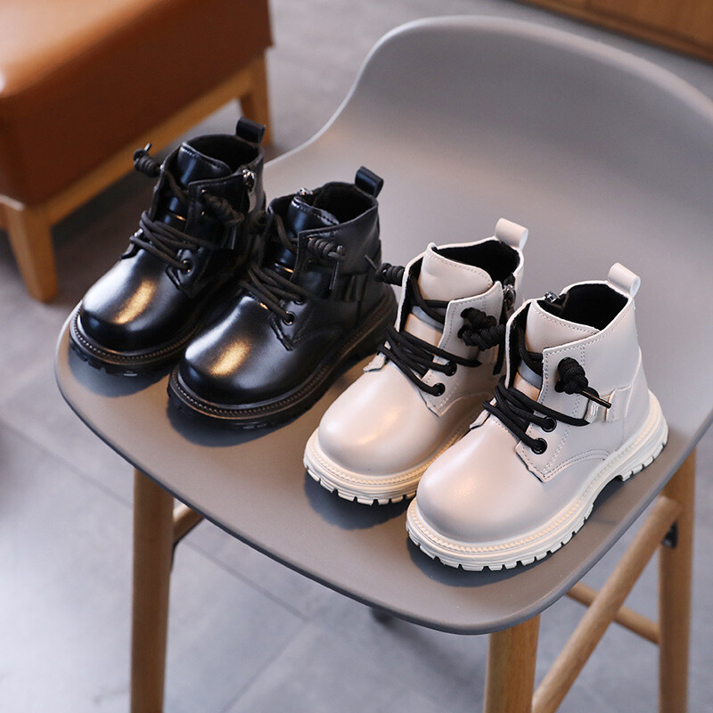 Téli PU bőr Martin csizma gyerekeknek Trend divat Vintage lábbeli fiúknak lányoknak csúszásgátló platform gyerekcsizmák