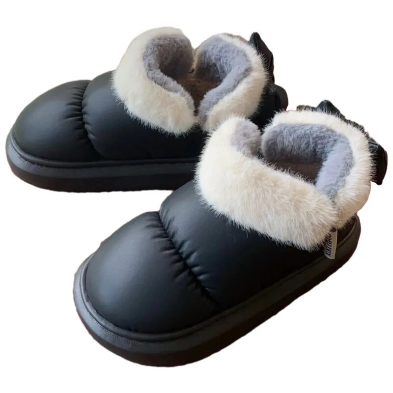 Slatke tople gležnjače Zimske ženske mašne Topla plišana mašna Pamučne cipele 2024 Nove vodootporne puhove krpice Kratke čizme za snijeg