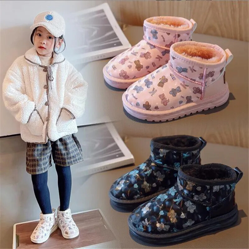 Meiteņu Zābaki Ziemas Ūdensizturīgi Kokvilnas Zābaki Silti Karikatūra Sniega Zābaki Neslīdoši Purngals Silti Bērnu Biezinātas Kokvilnas Zābaki