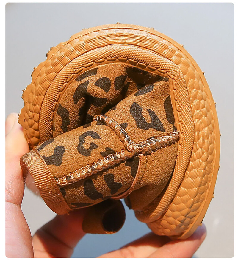 Žieminiai pliušiniai batai vaikams Madingi mados leopardas paauglės mergaitės sniego batai minkštu padu Stori šilti dirbtinio kailio medvilniniai batai vaikui