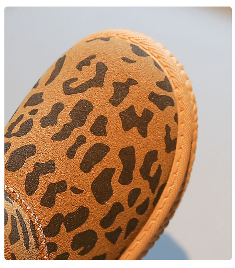 Žieminiai pliušiniai batai vaikams Madingi mados leopardas paauglės mergaitės sniego batai minkštu padu Stori šilti dirbtinio kailio medvilniniai batai vaikui