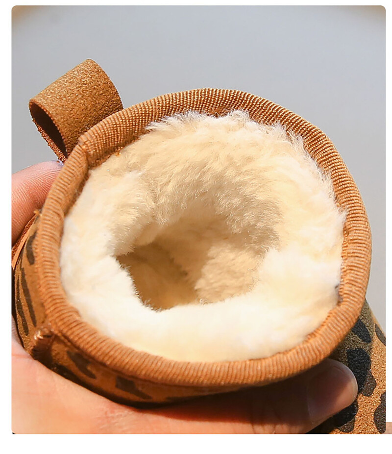 Žieminiai pliušiniai batai vaikams Madingi mados leopardas paauglės mergaitės sniego batai minkštu padu Stori šilti dirbtinio kailio medvilniniai batai vaikui