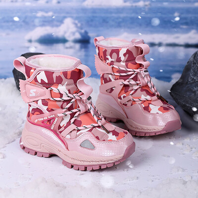 Ziemas plīša sniega zābaki meitenēm Biezi silti, mākslīgās kažokādas kokvilnas apavi Ūdensizturīgi pretslīdoši pusaudžu meiteņu sniega zābaki