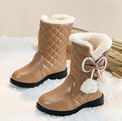 Meiteņu Modes Zābaki Jauni Bērnu Kokvilnas Sniega Kurpes Bow Princess Ādas Zābaki Studentu Sniega zābaki Plīša Bērnu Sporta Kurpes Kurpes