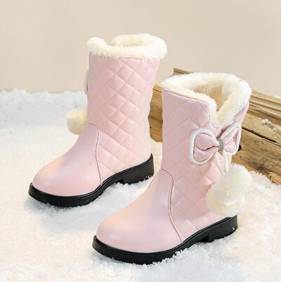 Meiteņu Modes Zābaki Jauni Bērnu Kokvilnas Sniega Kurpes Bow Princess Ādas Zābaki Studentu Sniega zābaki Plīša Bērnu Sporta Kurpes Kurpes