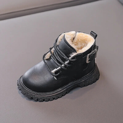 Baba gyerekeknek rövid csizmák divatos tipegő lányok csizmák gyerekeknek hócsizmák téli plüss gyerekeknek vízálló bőrcsizmák