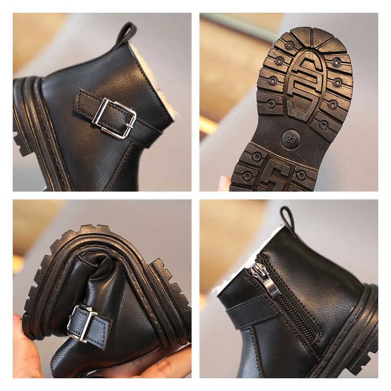 Νέες φθινοπωρινές βρεφικές ζεστές βελούδινες χειμωνιάτικες μπότες Pu Δερμάτινες αδιάβροχες για μικρά αγόρια για αγόρια casual παπούτσια για κορίτσια Αντιολισθητικές μπότες χιονιού Bota Infantil