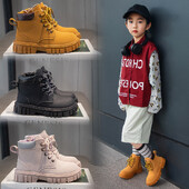 Fashion Boy Κοντές μπότες για κορίτσια Αντιολισθητικές μπότες βρετανικού στυλ Παιδικό σχέδιο με φερμουάρ στο πλάι Μονές μπότες Δερμάτινες μπότες Αντιολισθητικές