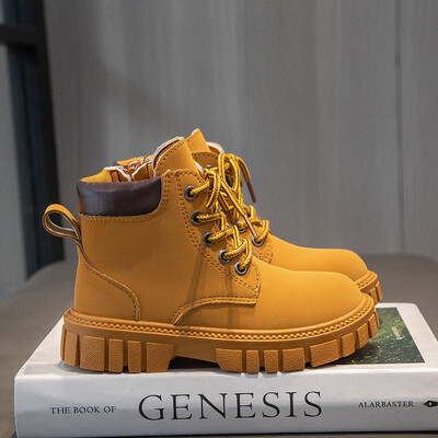 Fashion Boy Κοντές μπότες για κορίτσια Αντιολισθητικές μπότες βρετανικού στυλ Παιδικό σχέδιο με φερμουάρ στο πλάι Μονές μπότες Δερμάτινες μπότες Αντιολισθητικές