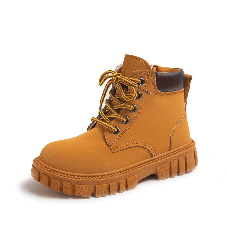 Fashion Boy Κοντές μπότες για κορίτσια Αντιολισθητικές μπότες βρετανικού στυλ Παιδικό σχέδιο με φερμουάρ στο πλάι Μονές μπότες Δερμάτινες μπότες Αντιολισθητικές