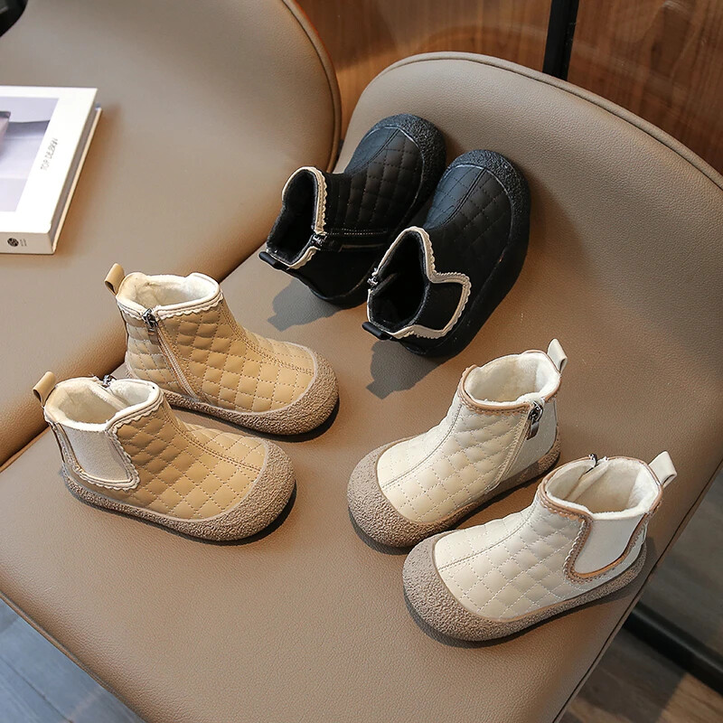 Jaunas meiteņu īsi zābaki sānos rāvējslēdzējs Modes jauki apaļš purngals japāņu stila bērnu zābaki Krāsai pieskaņoti mīksti bērnu princešu zābaki