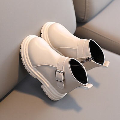 Őszi és téli fiúk és lányok brit stílusú csizmák gyermek oldalsó cipzáros csúszásmentes csizmák baba melegítő csizmák