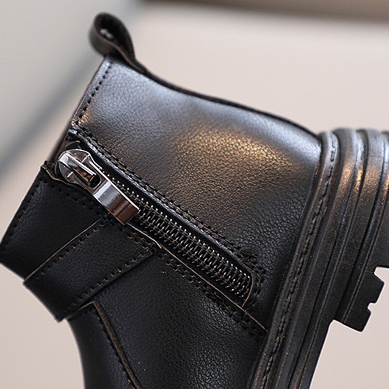 Őszi és téli fiúk és lányok brit stílusú csizmák gyermek oldalsó cipzáros csúszásmentes csizmák baba melegítő csizmák