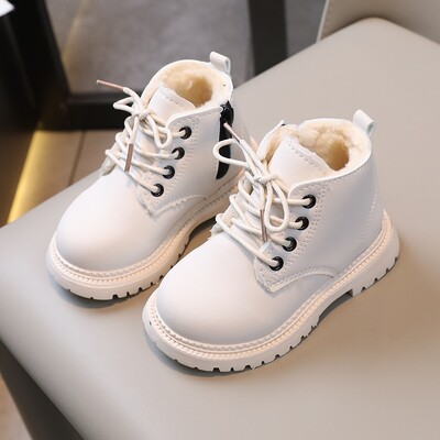 Plus Velvet ζεστά κοντά μποτάκια για αγόρια για κορίτσια All-match Φθινοπωρινό αντιολισθητικό Άνετο σχέδιο με απλό πλαϊνό φερμουάρ Χειμερινή μόδα