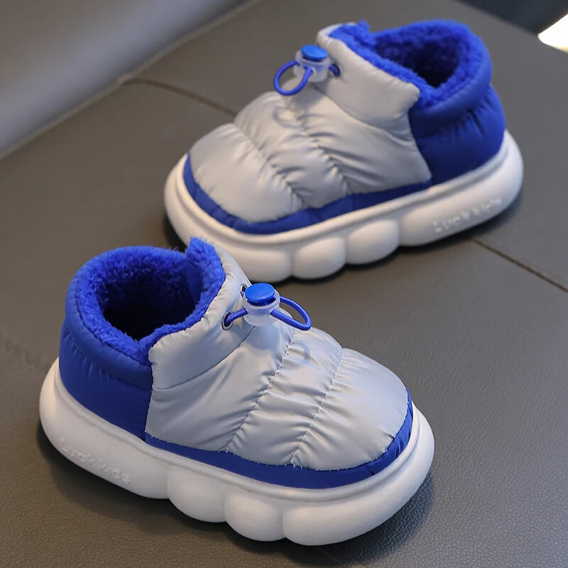 Naujos žieminės vandeniui atsparios medvilninės šlepetės vaikiškas animacinis filmas Neslystantis minkštas padas Vaikams berniukams mergaitėms kulno apvyniojimas šilti pliušiniai aukšti namų batai