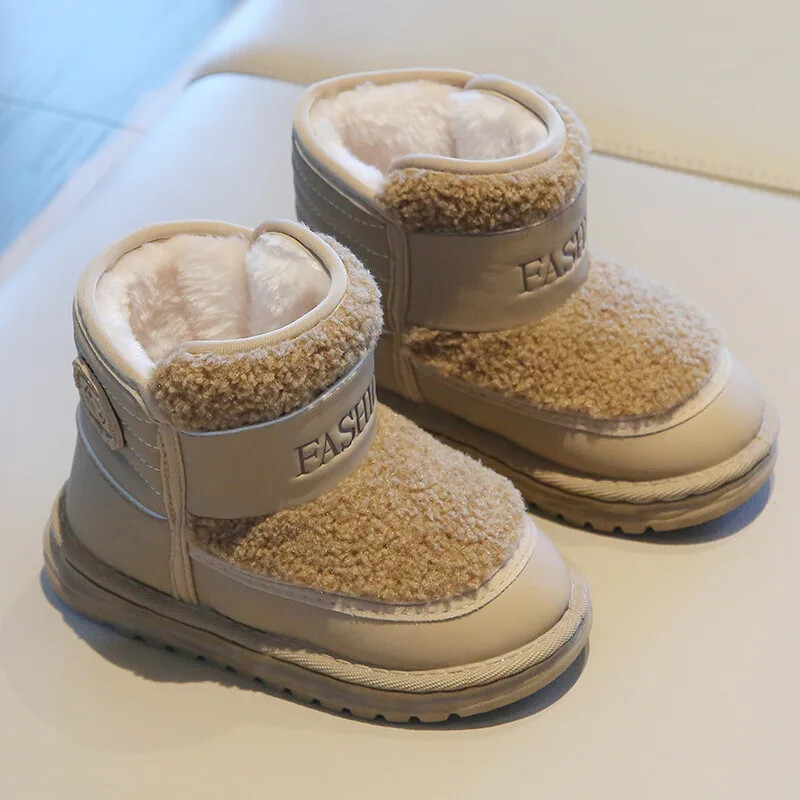 Dječje kratke čizme za snijeg, zimske, plišane, topline, neklizajuće, dječje čizme za gležnjeve, mekane potplate, modne ravne čizme za dječake i djevojčice.