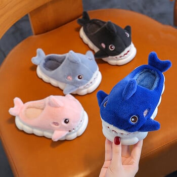 Νέα Χειμερινά Χαριτωμένα Cartoon Shark Fluffy Slippers Παιδικά Αντιολισθητικά Mule για Παιδιά Κορίτσια Αγόρια Βρεφικά ζεστά Βαμβακερά παπούτσια εσωτερικού χώρου