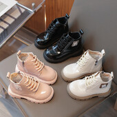 Daudzkrāsaini meiteņu ādas zābaki ar sūkļa apakšu zemu sānu rāvējslēdzēju ziemas āra meiteņu modes zābaki Sandalias De Mujer