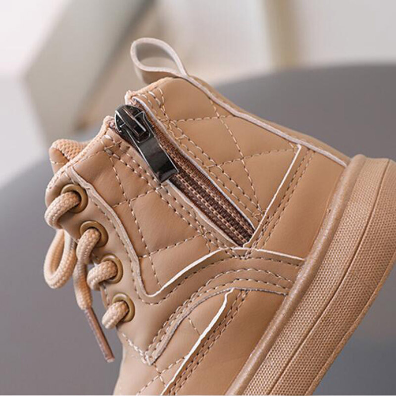 2023. gada rudens, jauni, vienkrāsaini bērnu zābaki Modes vienkrāsaini meiteņu puszābaki 1–6 gadu bērnu ādas apavi