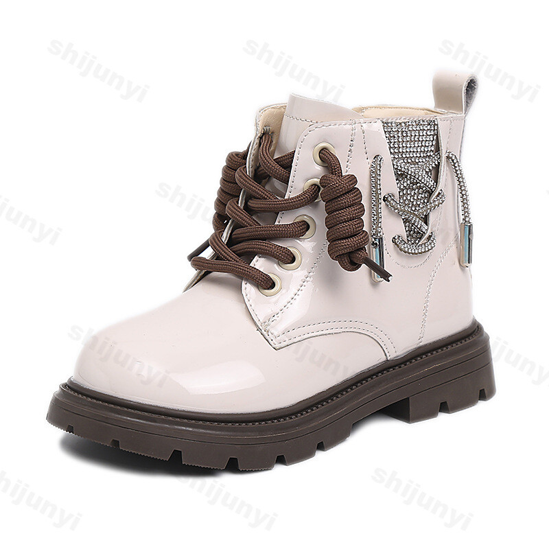 2024 Φθινόπωρο Χειμώνας Νέα παιδικά κοντές μπότες για αγόρια κορίτσια Επώνυμα παπούτσια PU Δερμάτινα παιδικά μποτάκια Μόδα Flat παιδικά παπούτσια για χιόνι