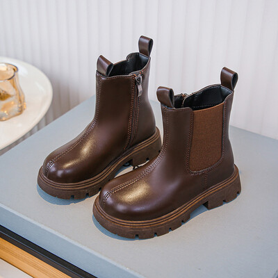 2024. gada rudens, ziema, jauni bērniem, īsi zābaki, zēni, meitenēm, apavi, PU ādas, bērnu zābaki, modes zābaki bērniem