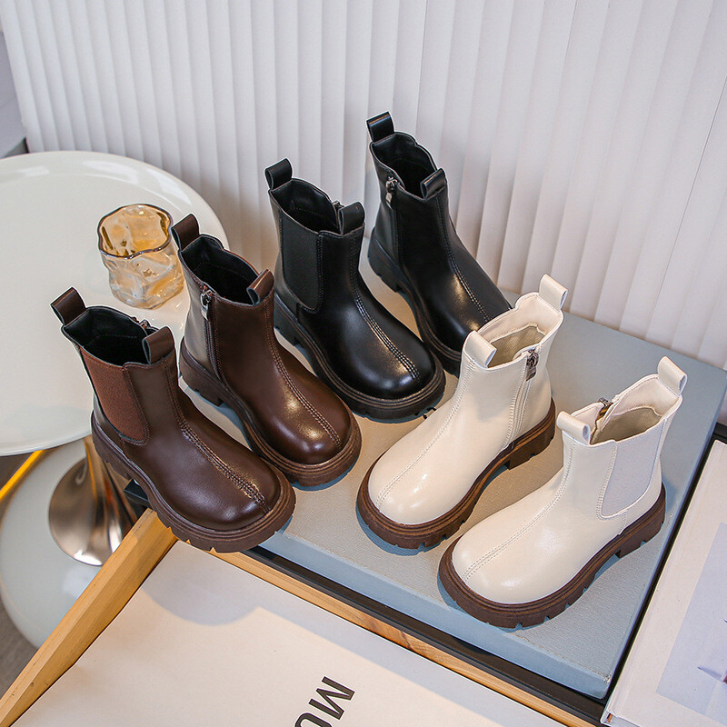 2024. gada rudens, ziema, jauni bērniem, īsi zābaki, zēni, meitenēm, apavi, PU ādas, bērnu zābaki, modes zābaki bērniem